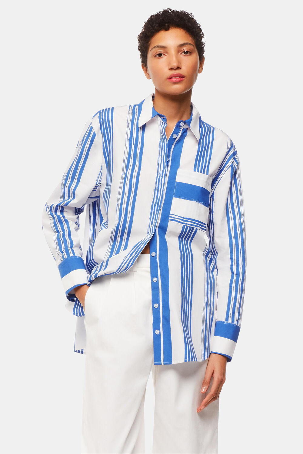 Blue Painted Stripe Oversized Shirt